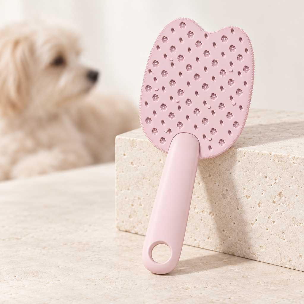 ペット用アイスクリームマッサージコーム – 猫犬用両面抜け毛取りブラシ
