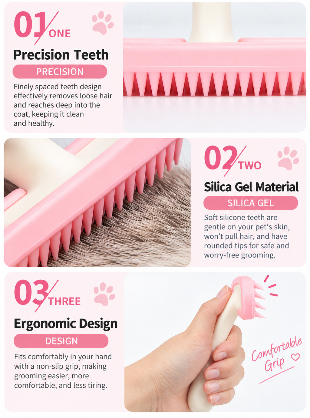 Ultra-Soft Silicone Calming Pet Massage & Deshedding Brush