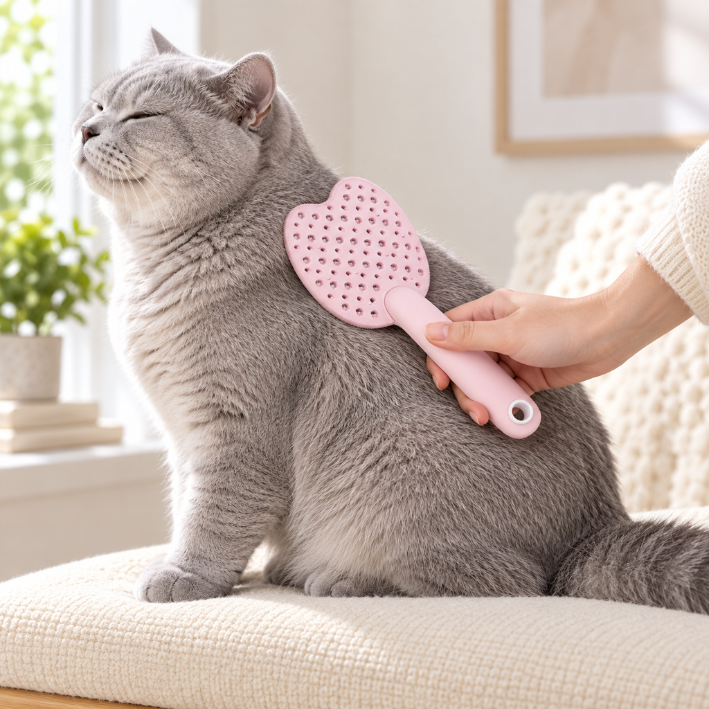 ペット用アイスクリームマッサージコーム – 猫犬用両面抜け毛取りブラシ
