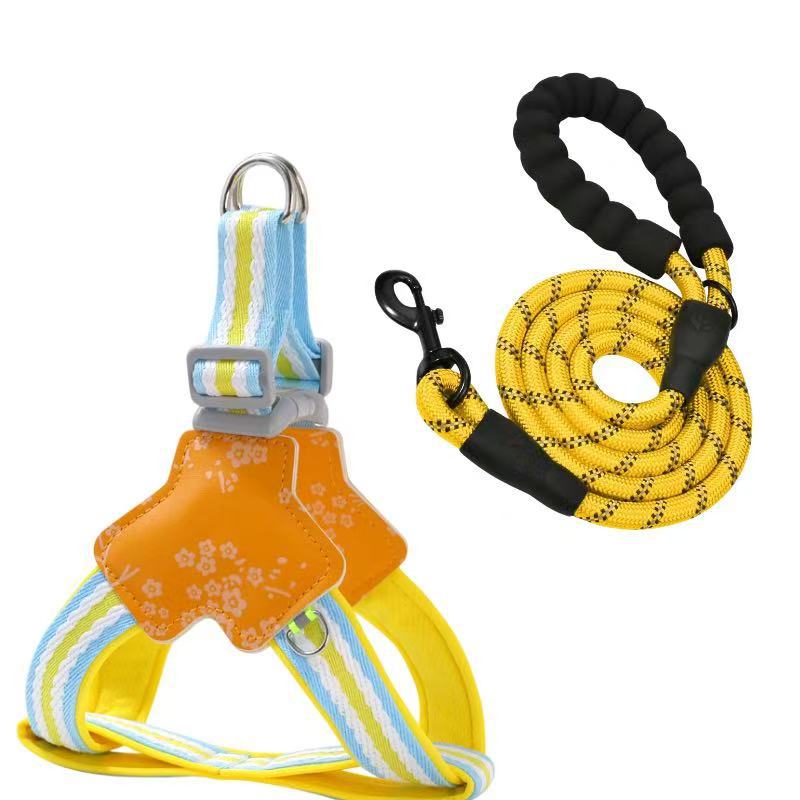 Jacquard Reflective Dog Harness & Leash Options - Lemon Yellow (Harness / 1.5 m Reflective Leash)