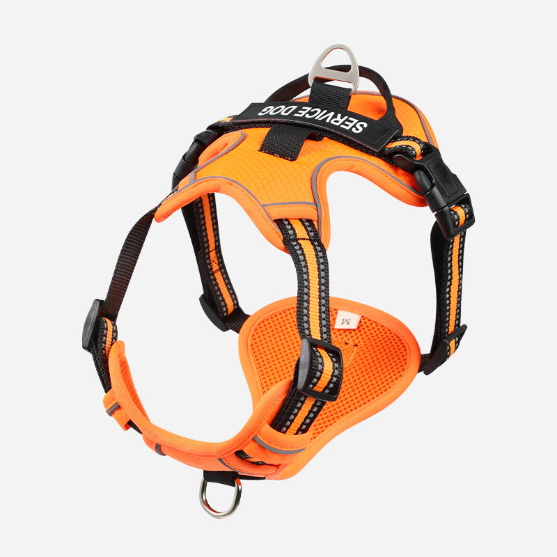 Reflective Oxford Dog Harness & Leash Options - Orange