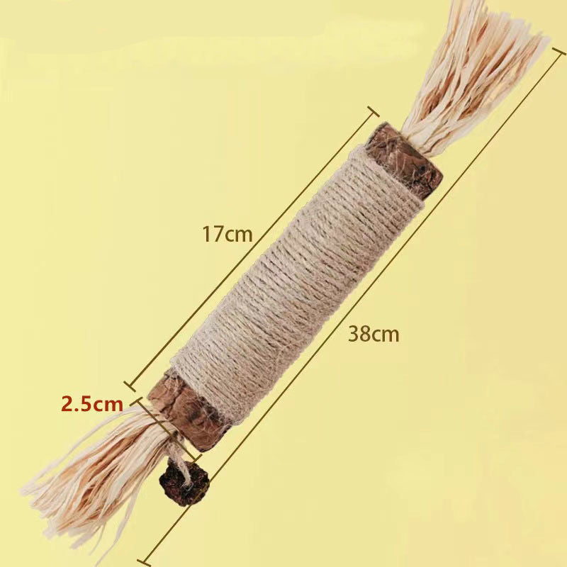Catnip Sticks and Silvervine Raffia Cat Toys - Jumbo Silvervine with Raffia - Clear OPP Bag