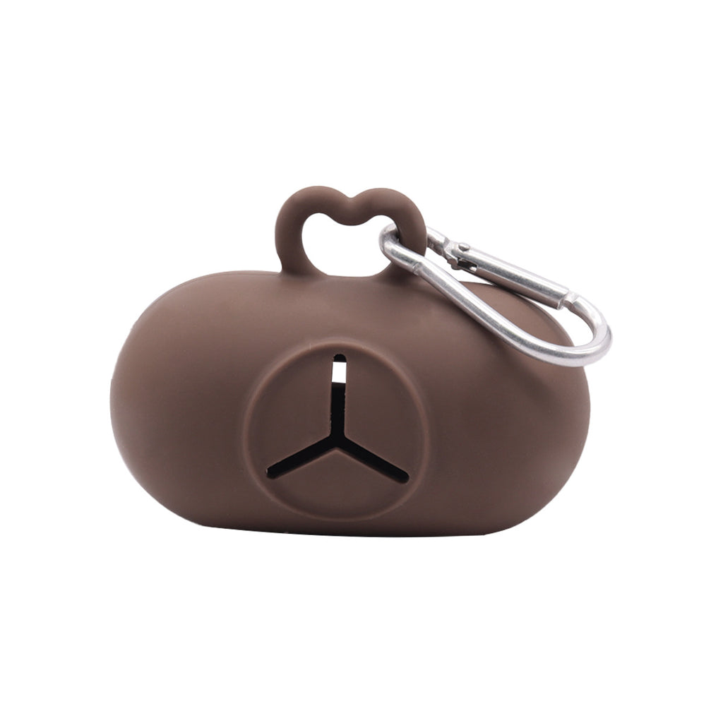 Silicone Pet Waste Bag Dispenser - Brown - Without Bags