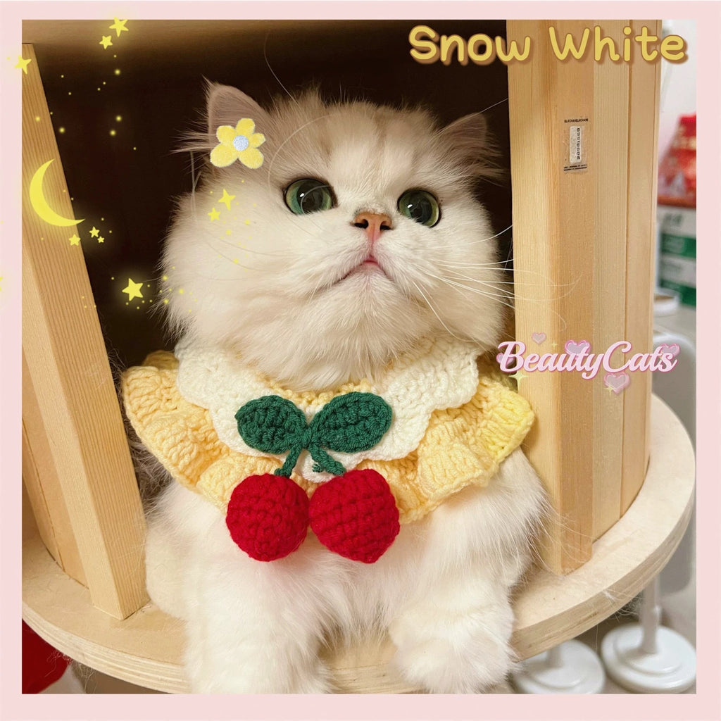 Knitted Pet Collars & Bibs for Cats and Dogs - Yellow Cherry Skirt
