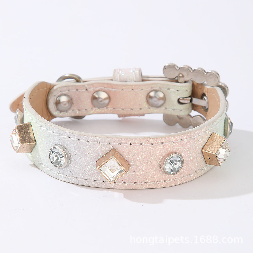Beaded Pet Collars - White & Pink - White