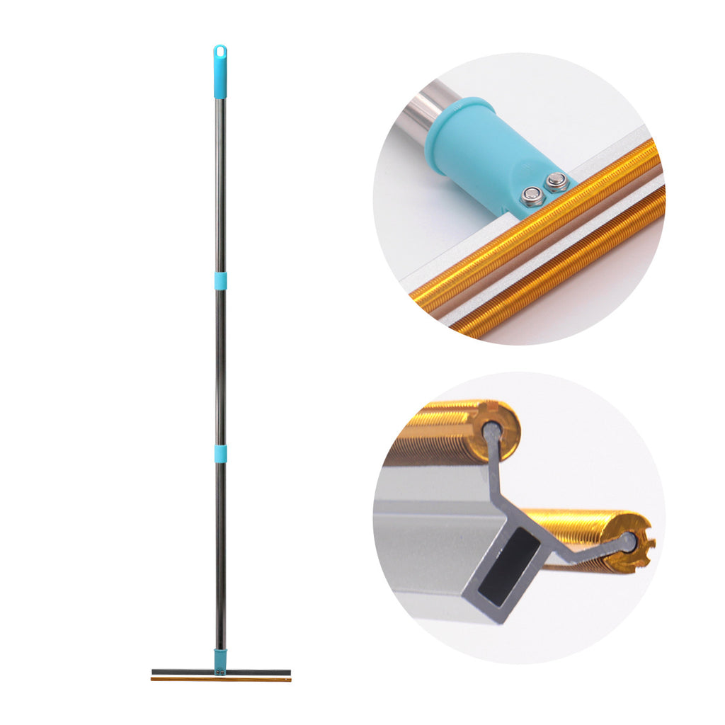 Long-Handle Pet Hair Scrapers - Y-Shaped Blue Fixed Head - Connecting Ring