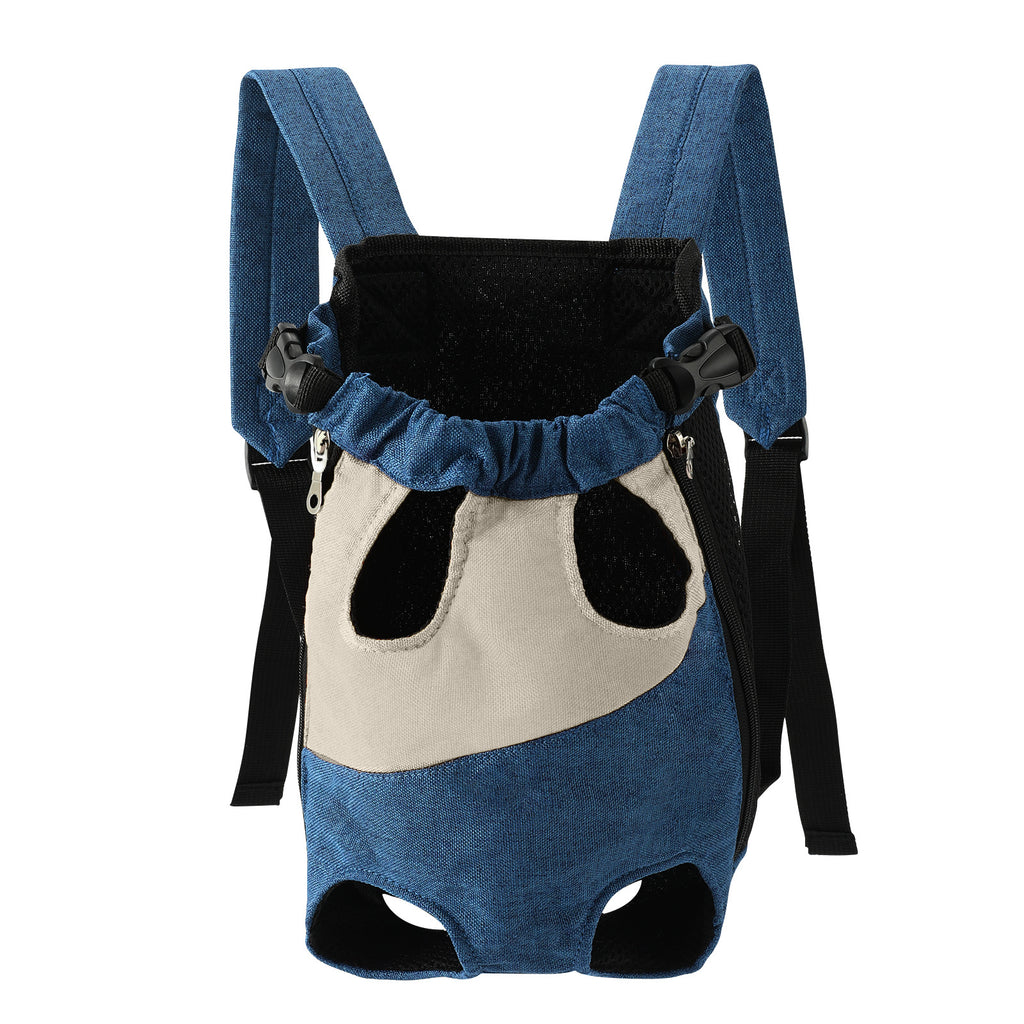 Front Pet Carrier Backpack - Blue-White