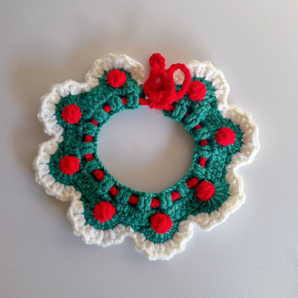 Knitted Pet Collars & Bibs for Cats and Dogs - Green Bobbles