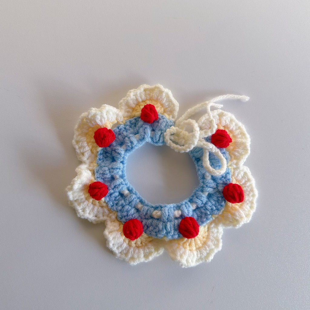Knitted Pet Collars & Bibs for Cats and Dogs - Snow White Bobbles