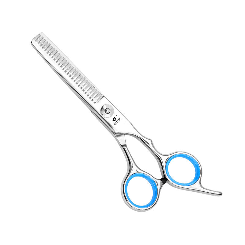 Blue-Ring Pet Grooming Shears & Tool Sets - White Screw - Blue Finger Rings-Thinning Shears
