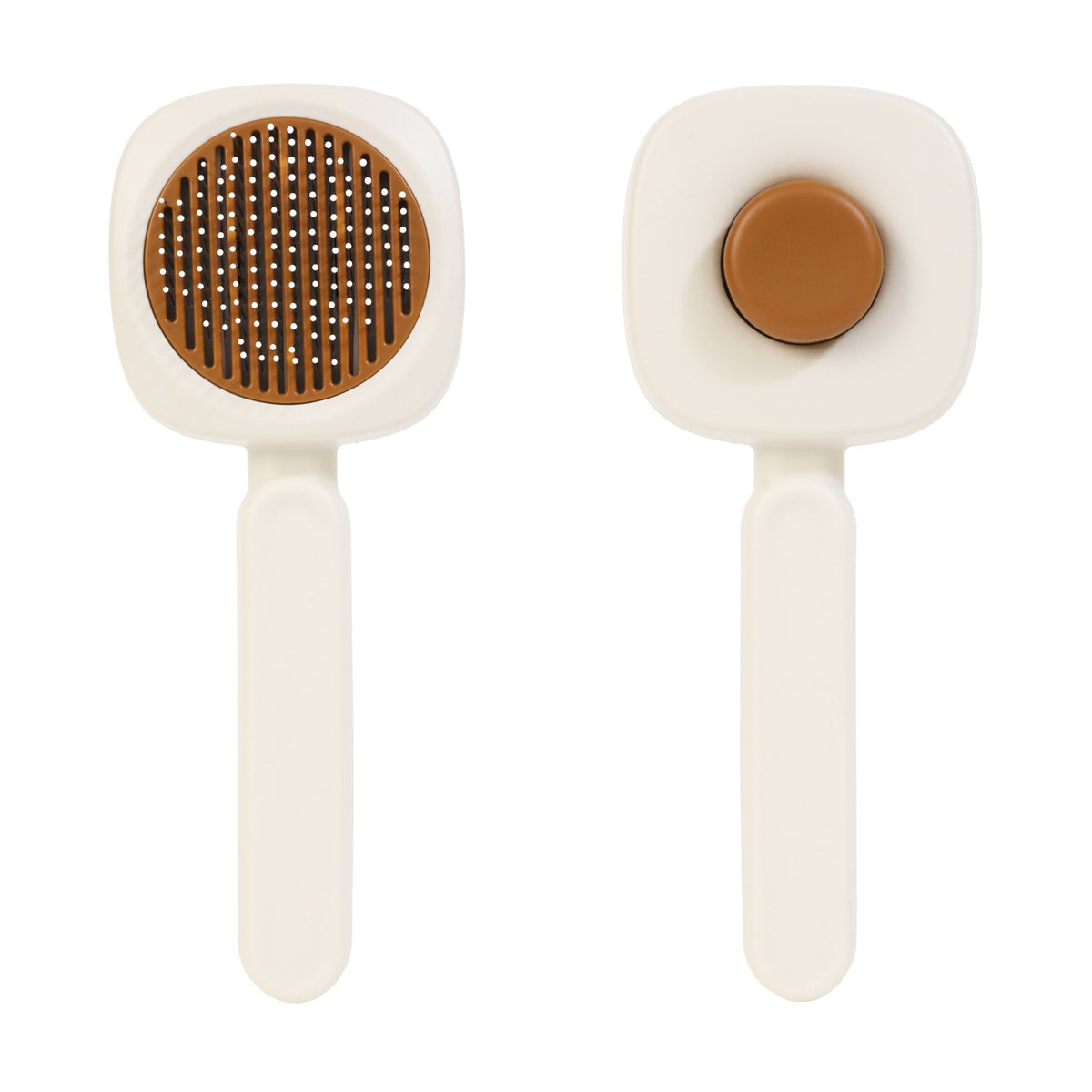 Egg, Clover & Sugar Cube Self-Cleaning Pet Brushes - Sugar Cube / White / 20cm
