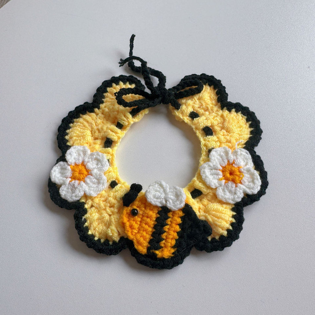Knitted Pet Collars & Bibs for Cats and Dogs - Bee
