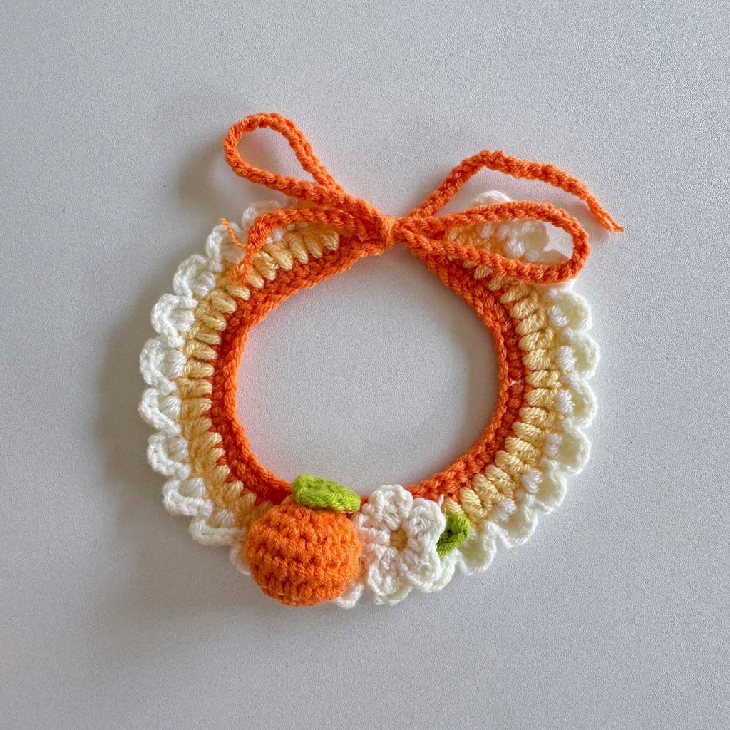 Knitted Pet Collars & Bibs for Cats and Dogs - Little Orange