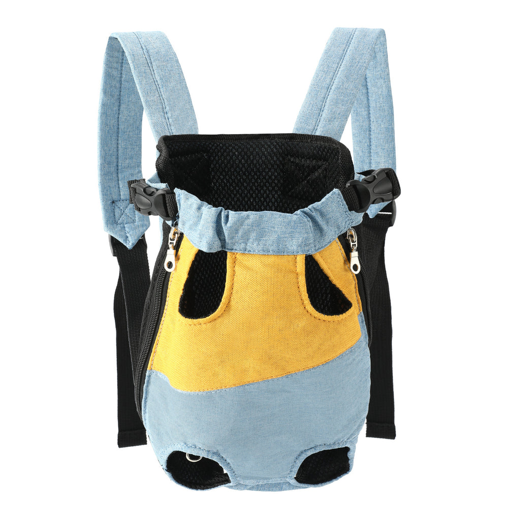 Front Pet Carrier Backpack - Yellow-Denim Blue