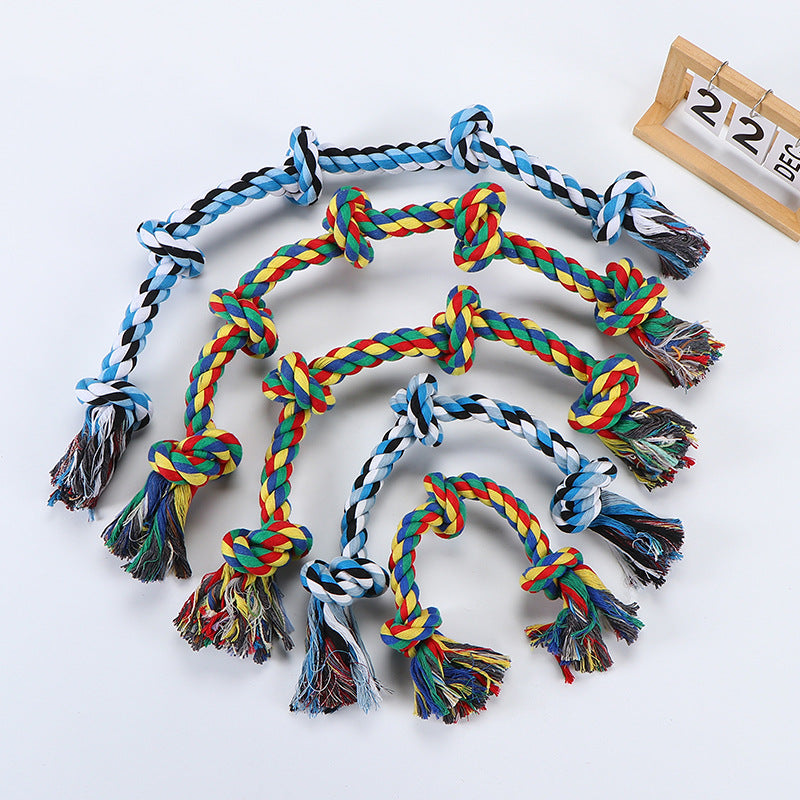 Knotted Cotton Rope Dog Toys - Tug & Chew Collection - 3 Knots - Random Color