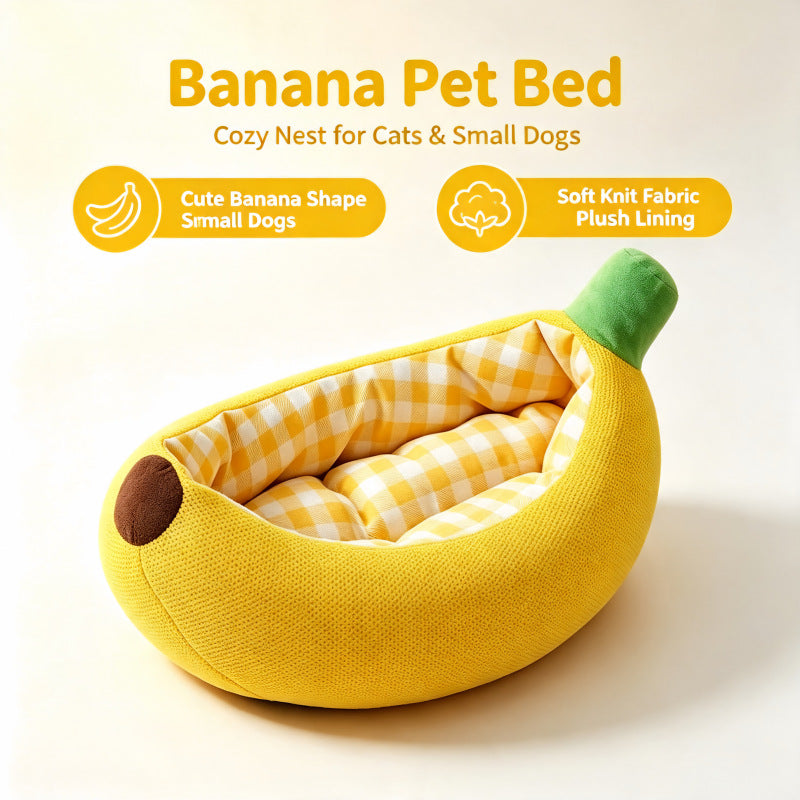 Yellow Banana Pet Bed - Yellow - Mesh