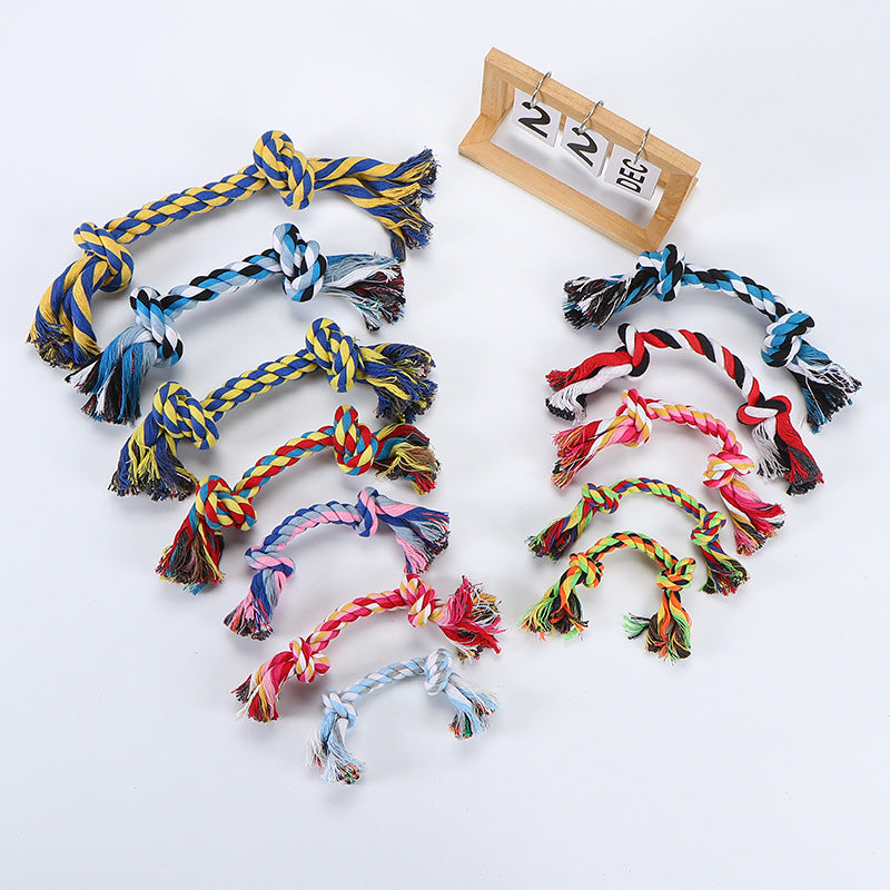 Knotted Cotton Rope Dog Toys - Tug & Chew Collection - 2 Knots - Random Color