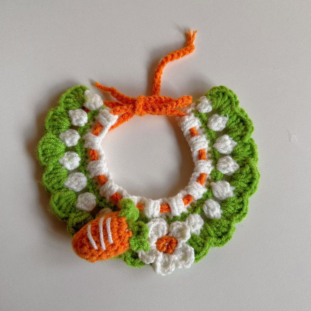 Knitted Pet Collars & Bibs for Cats and Dogs - Carrot
