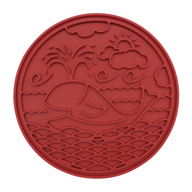 Whale Silicone Lick Mat with Suction Cups - Whale210 x 210 x 9mm / Burgundy