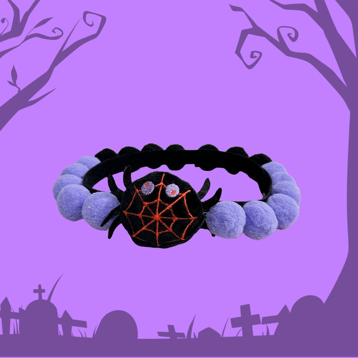 Halloween Pom-Pom Pet Collars & Hat Sets - 20 Spider / Collar Only