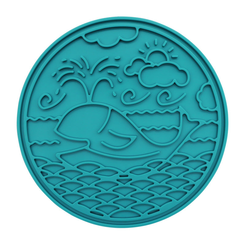 Whale Silicone Lick Mat with Suction Cups - Whale210 x 210 x 9mm / Lake Blue