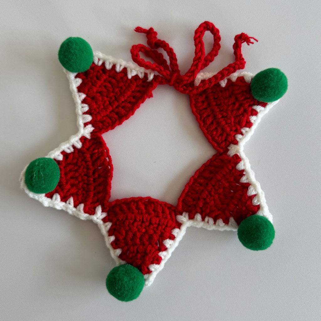 Knitted Pet Collars & Bibs for Cats and Dogs - Christmas Red Collar