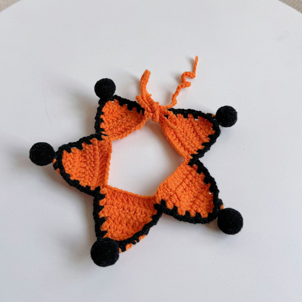 Knitted Pet Collars & Bibs for Cats and Dogs - Halloween Orange Triangle