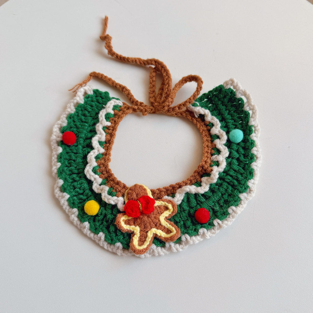 Knitted Pet Collars & Bibs for Cats and Dogs - Christmas Gingerbread Man