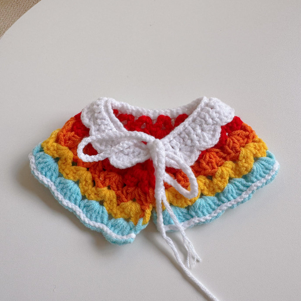 Knitted Pet Collars & Bibs for Cats and Dogs - Rainbow