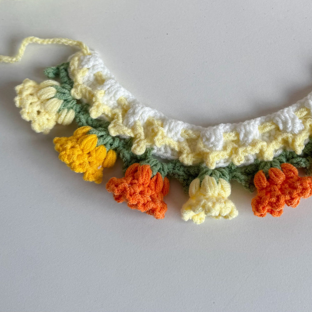 Knitted Pet Collars & Bibs for Cats and Dogs - Orange Lanling