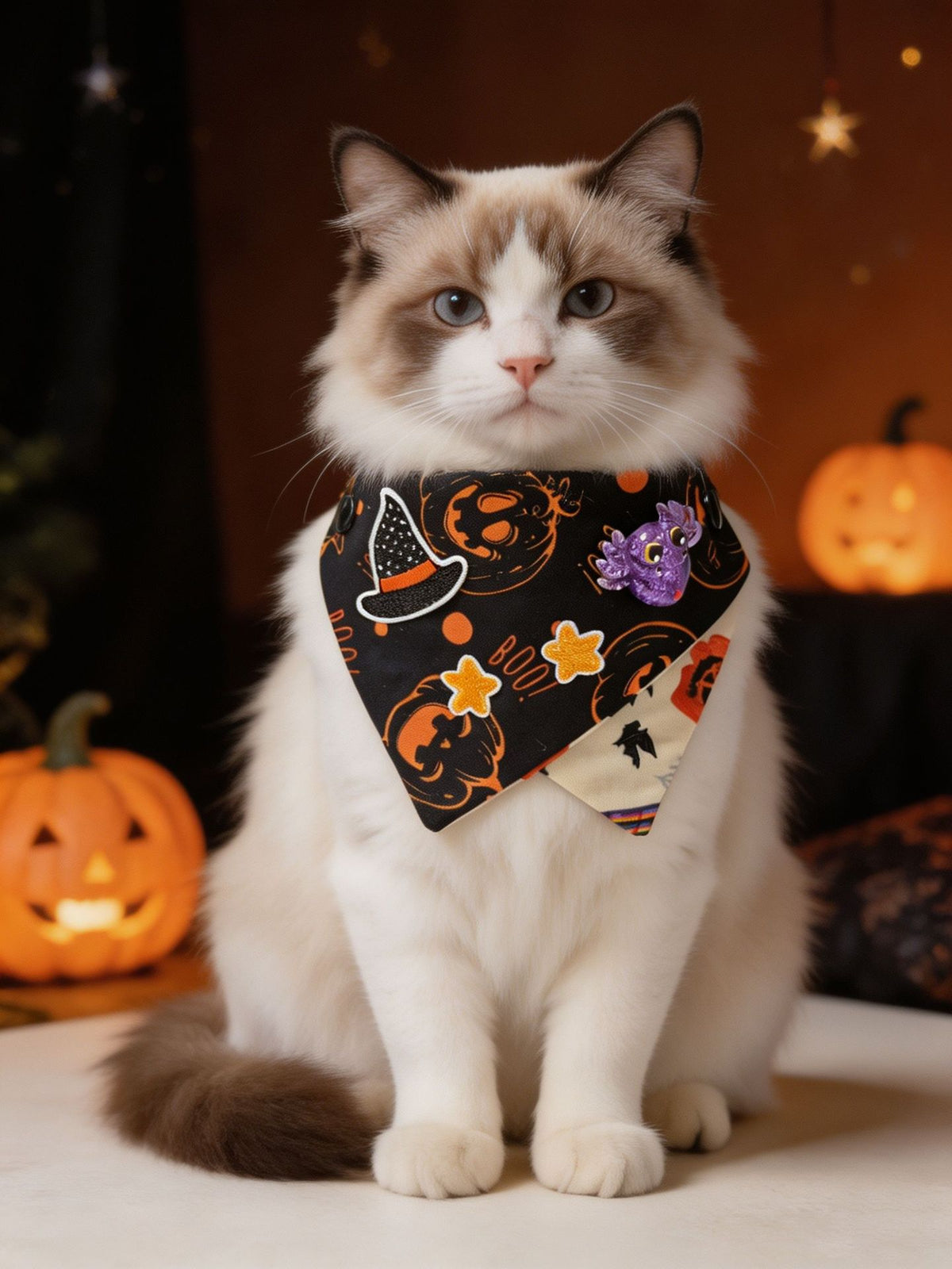 Halloween Pet Bandanas – Ghost Pumpkin & Witch Hat - Witch Hat