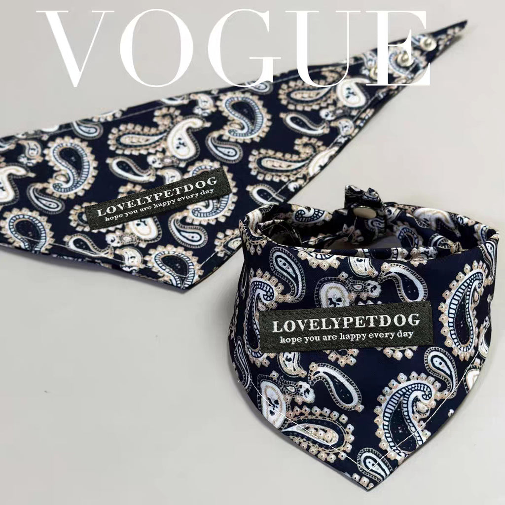 Pet Triangle Bandanas - Cat, Vintage & Plaid - NavyBandana