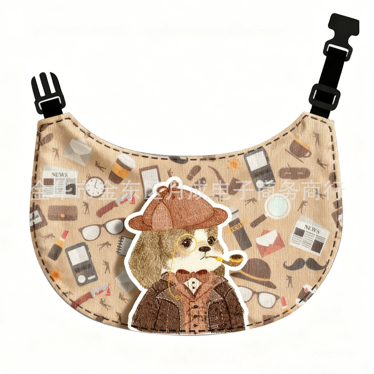 Rounded Cartoon Pet Bibs - Detective Dog