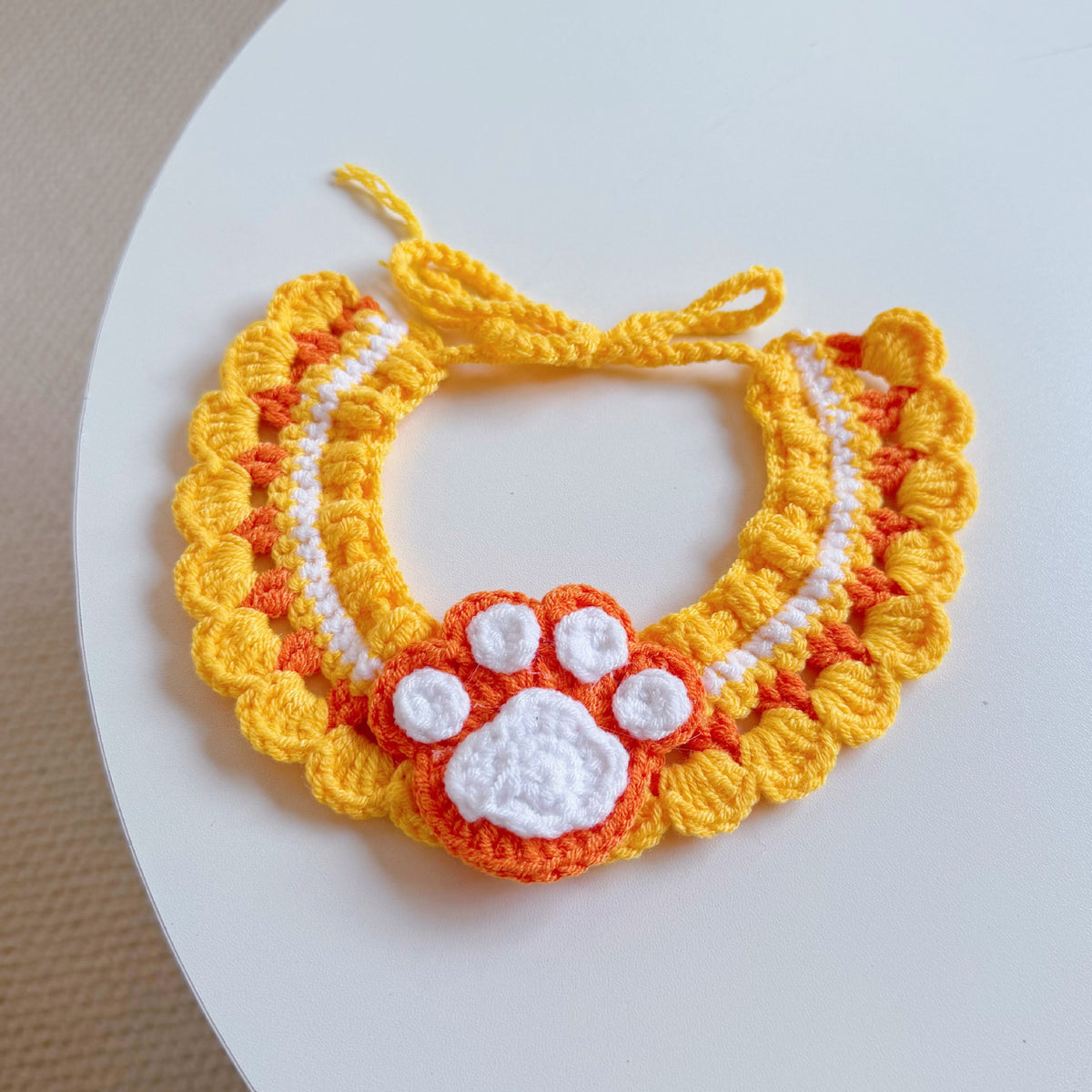 Knitted Pet Collars & Bibs for Cats and Dogs - Orange Paw