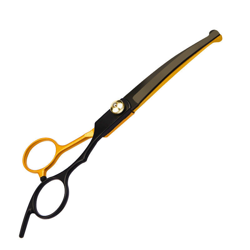 Black-Gold Pet Grooming Shears & Tool Sets - Black-Gold - Split Fish-Mouth Style-Down-Curved Shears