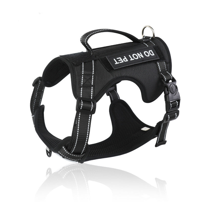 Reflective Oxford Dog Harness & Leash Options - Black (Hook-and-Loop)