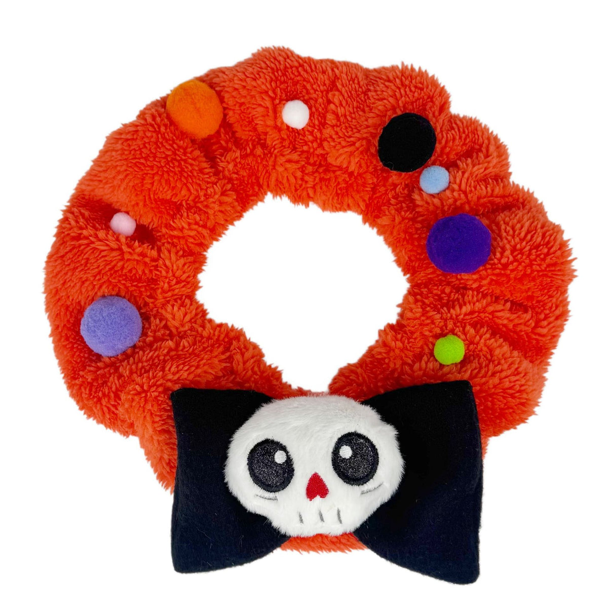 Orange Fluffy Halloween Pet Collars & Hat Sets - Orange Fluffy Collar-Skull