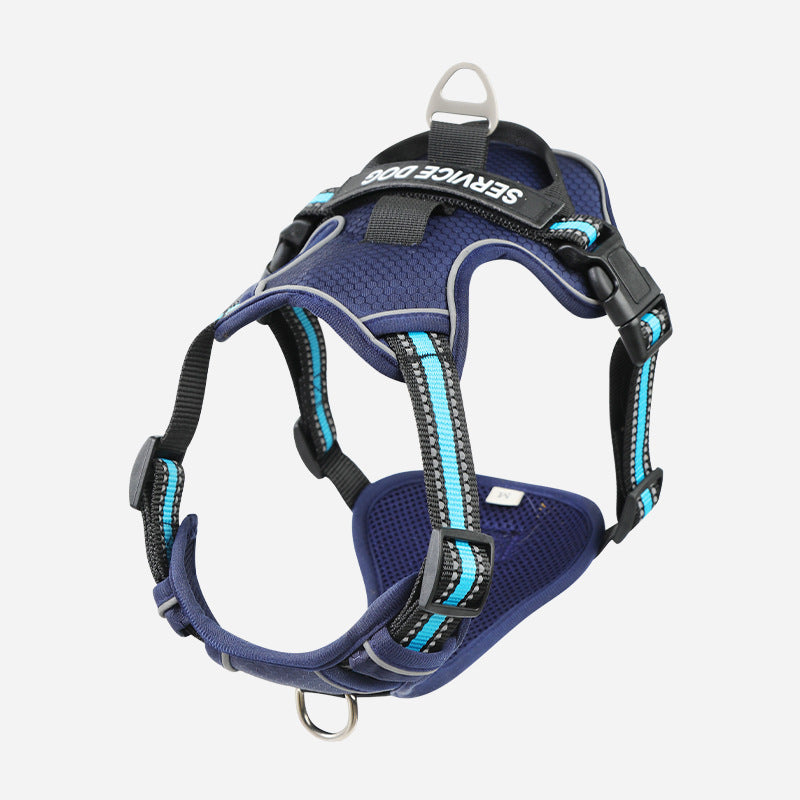 Reflective Oxford Dog Harness & Leash Options - Navy