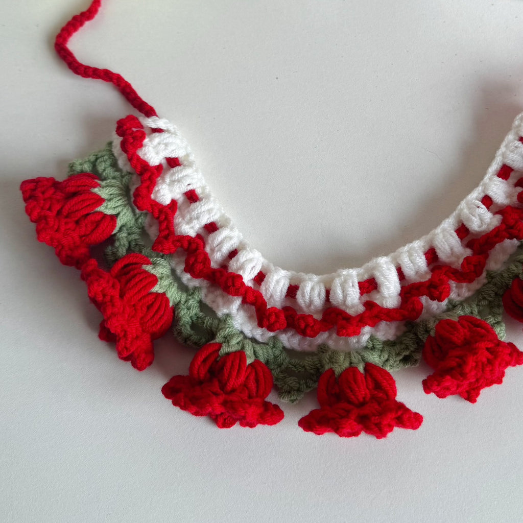 Knitted Pet Collars & Bibs for Cats and Dogs - Red Lanling