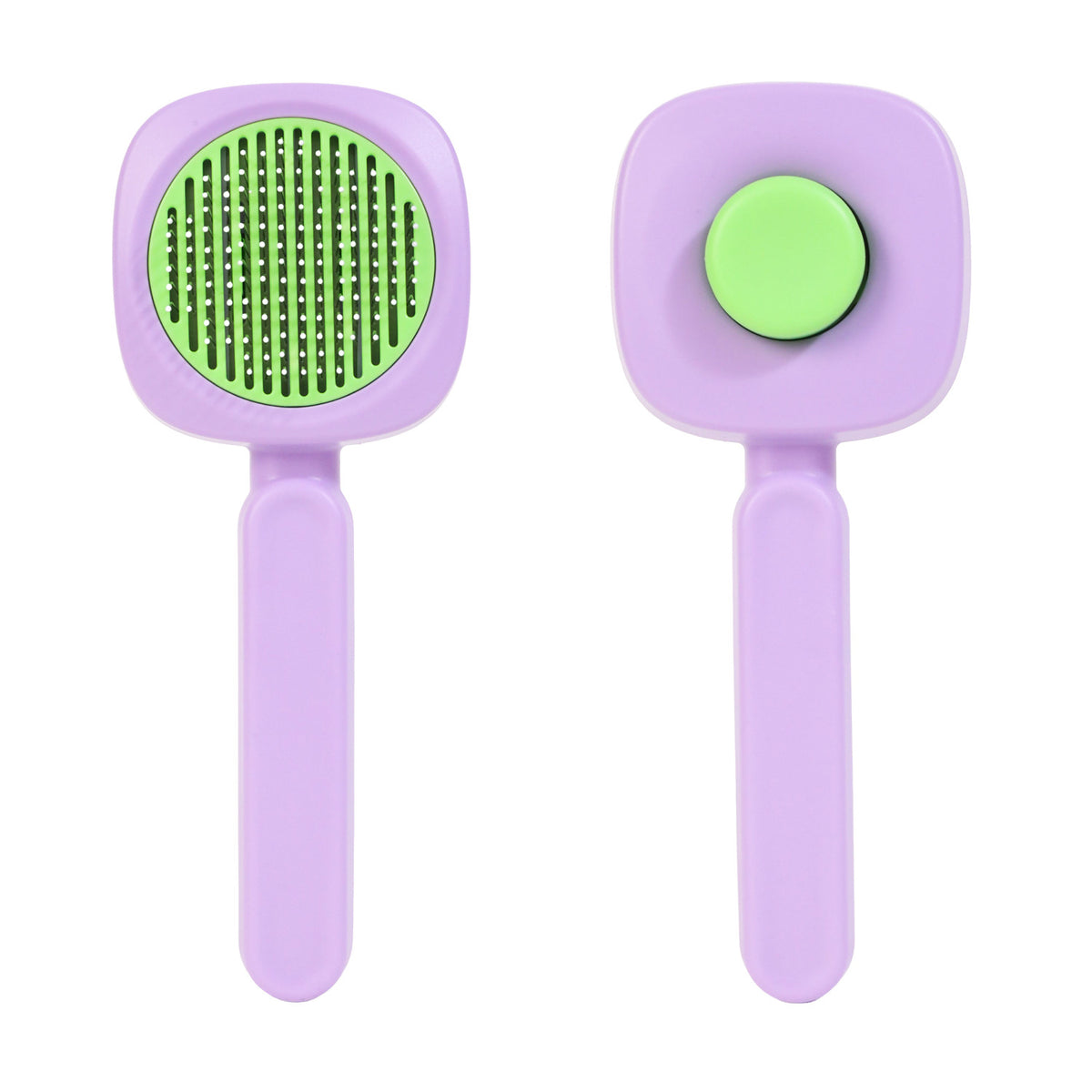 Egg, Clover & Sugar Cube Self-Cleaning Pet Brushes - Sugar Cube / Purple / 20cm