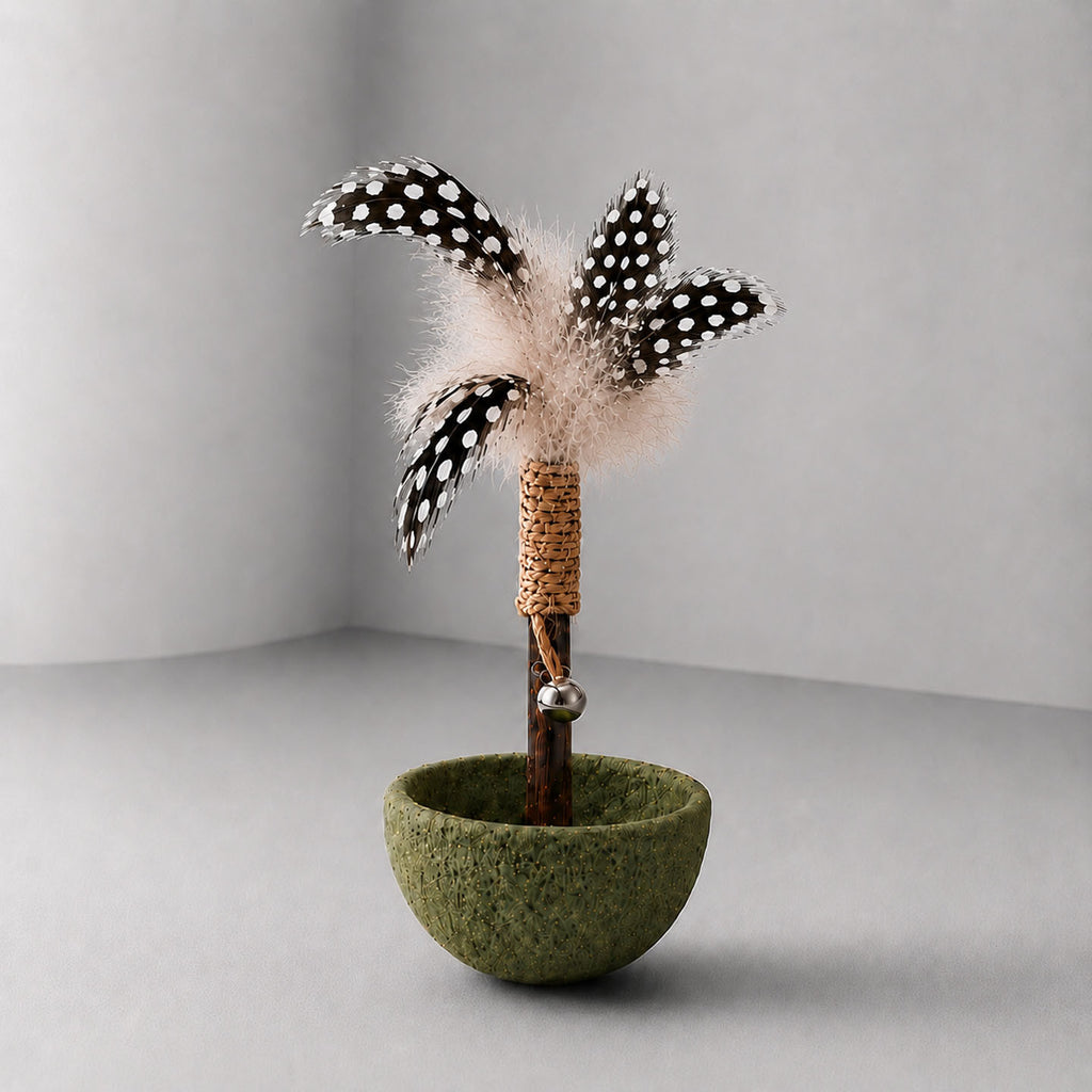 Catnip Feather Wobble Cat Toy - Polka Dot Feather