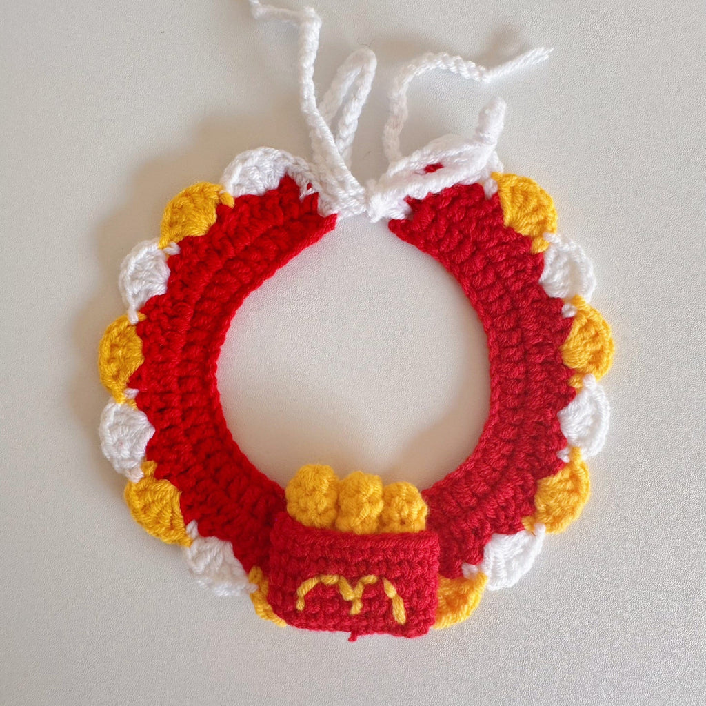 Knitted Pet Collars & Bibs for Cats and Dogs - French Fries