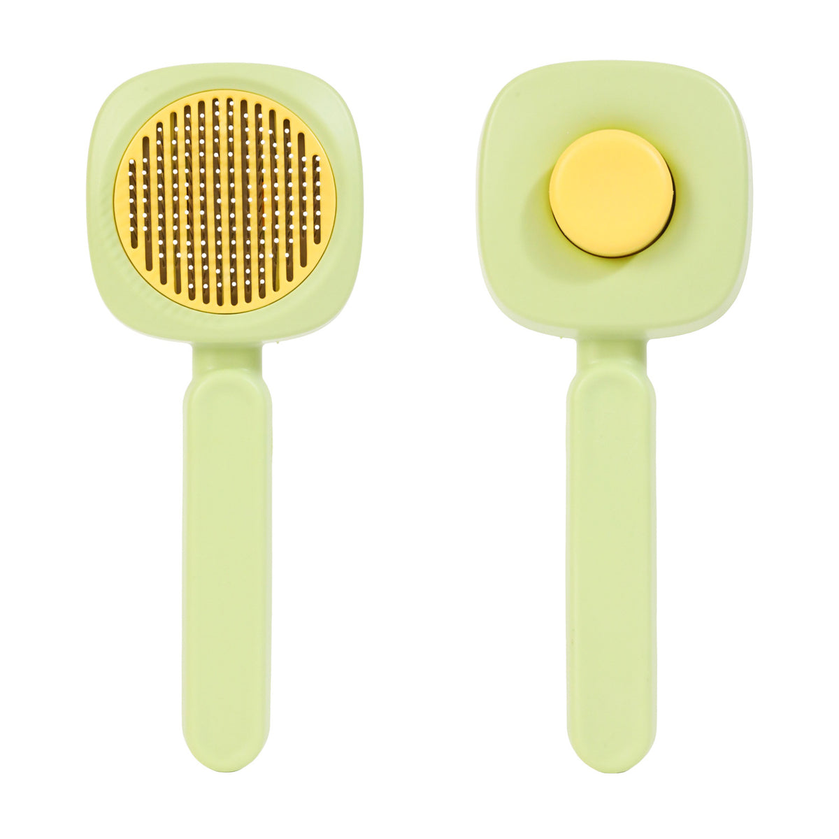 Egg, Clover & Sugar Cube Self-Cleaning Pet Brushes - Sugar Cube / Green / 20cm