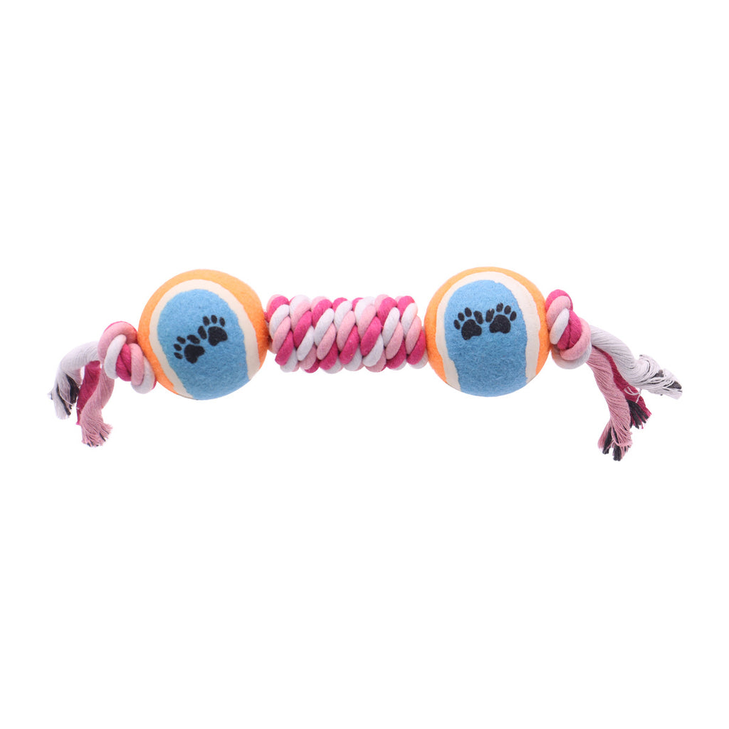 Cotton Rope Dog Toys - Ball and Tug Styles - No. 6 - Multicolor Double Ball