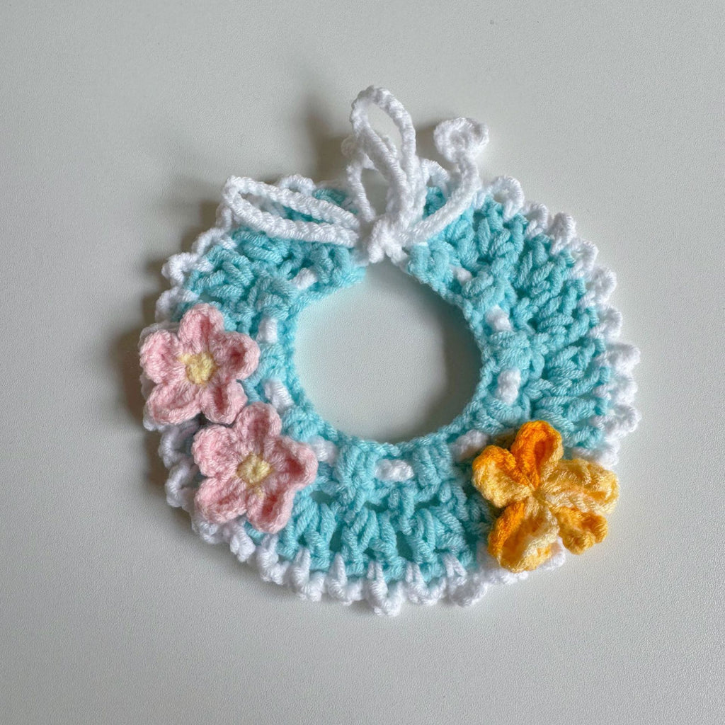 Knitted Pet Collars & Bibs for Cats and Dogs - Blue Butterfly