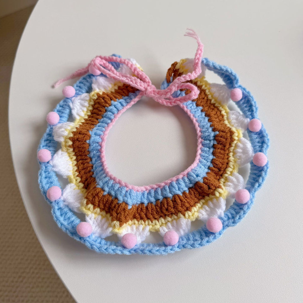 Knitted Pet Collars & Bibs for Cats and Dogs - Blue Paper Cup