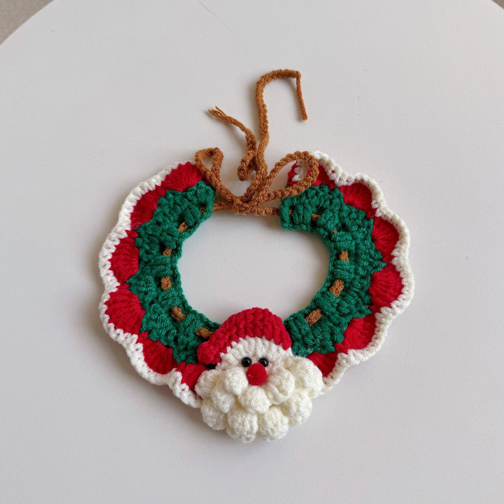 Knitted Pet Collars & Bibs for Cats and Dogs - Santa Claus