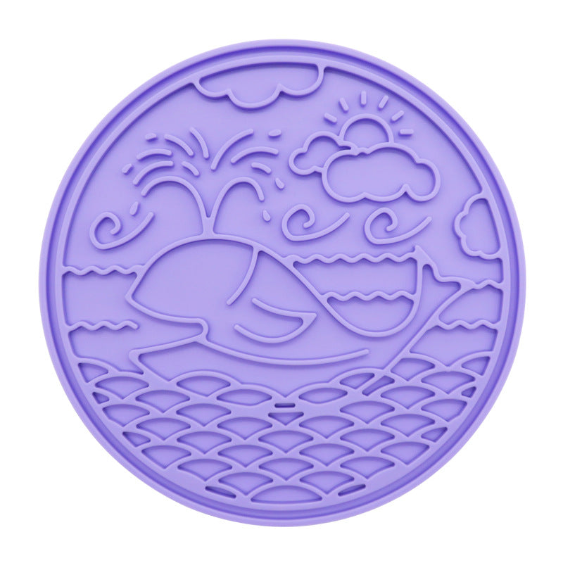 Whale Silicone Lick Mat with Suction Cups - Whale210 x 210 x 9mm / Taro Purple