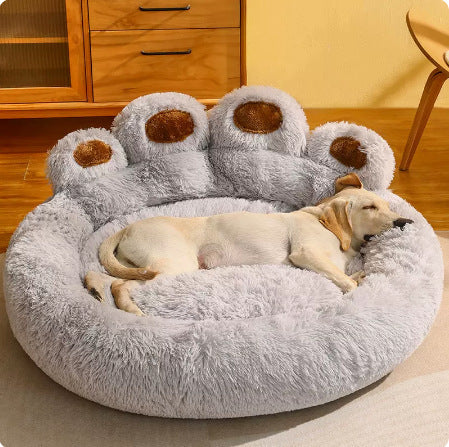 Round Pet Bed - Classic and Dual-Fiber Styles - Elegant Gray