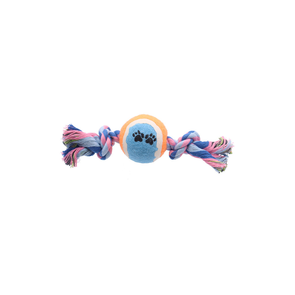 Cotton Rope Dog Toys - Ball and Tug Styles - No. 1 - Multicolor Single Ball